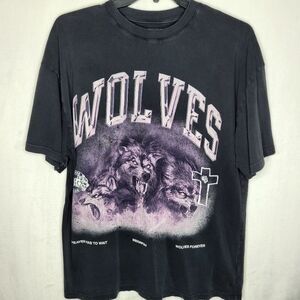 Darc Sport Wolves Club Oversized Distressed T Shirt Size Medium